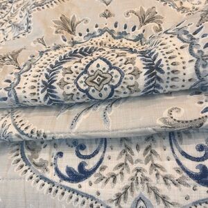 Blue and White Medallion Quilted  Coverlet Queen